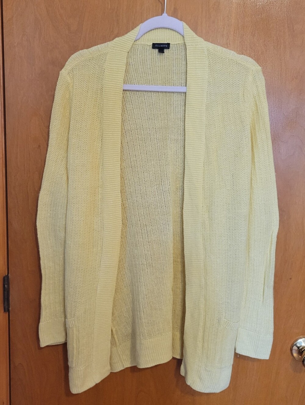 Talbots Yellow Open Sweater Cardigan-100% Linen, Size L